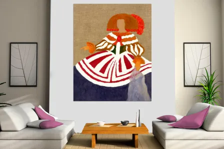 Menina saia azul pintura