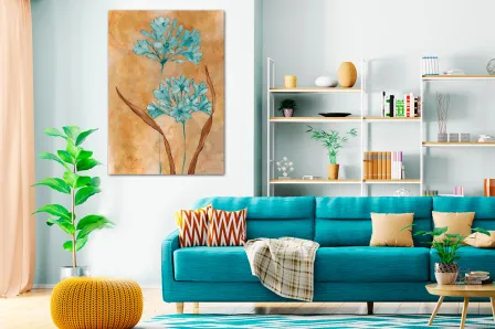 Pintura de flores azuis