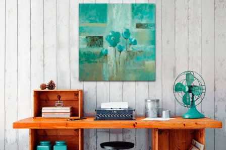 Pintura de flores azuis