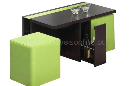 Mesa de Centro com Bar e 2 Pufes