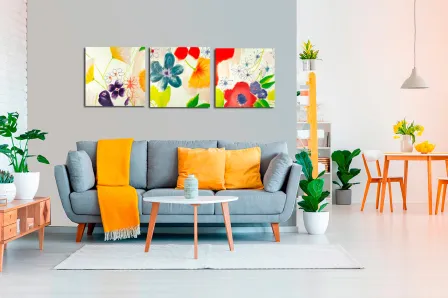 pintura de flores tríptico