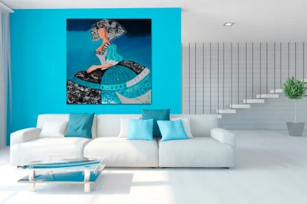 Pintura menina azul