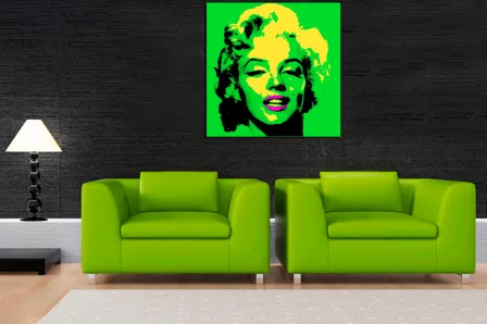 Pintura pop verde de Marilyn