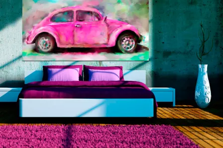 Quadro de carro de besouro rosa