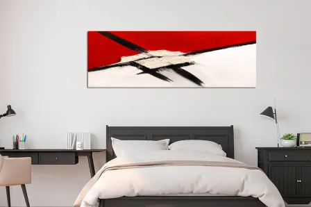 Pintura abstrata vermelha e branca
