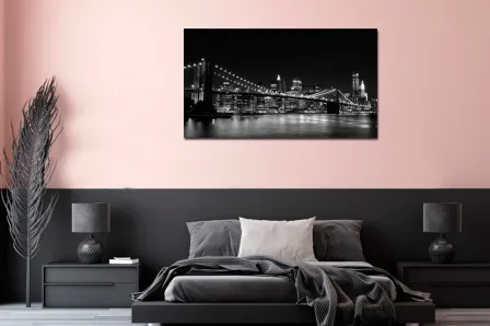 Pintura em preto e branco da Ponte do Brooklyn