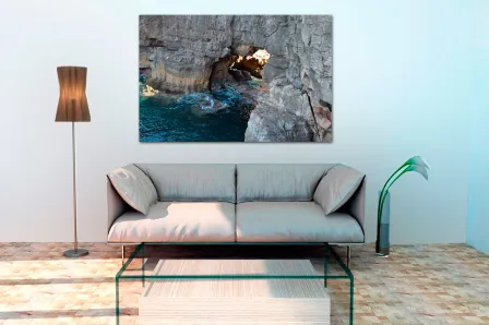 Pintura de paisagens de mar e pedras