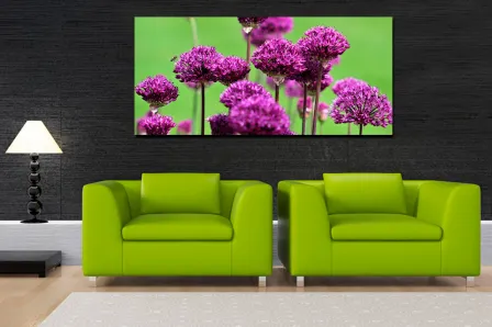 Pintura de flores roxas
