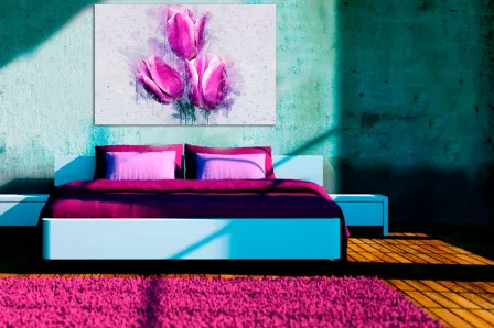 Pintura de tulipas fúcsia