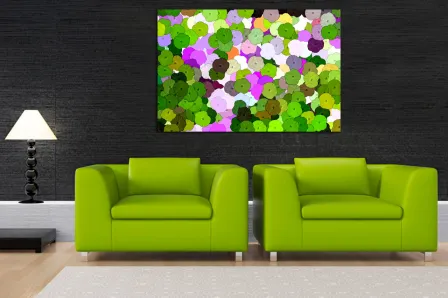 Pintura de flores em mosaico