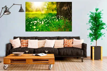 Pintura de campo de flores brancas