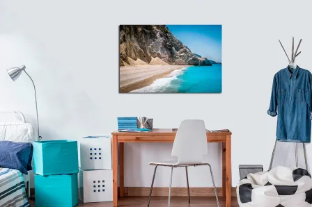 Pintura de praia idílica