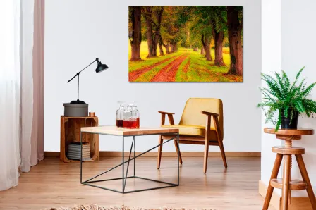 Pintura de estrada de outono