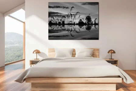 Pintura de paisagem de lagoa
