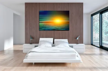 Pintura do nascer do sol no mar