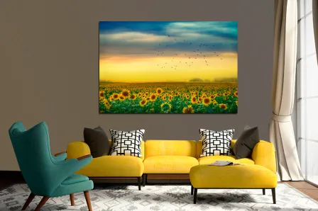 Pintura de campo de girassol