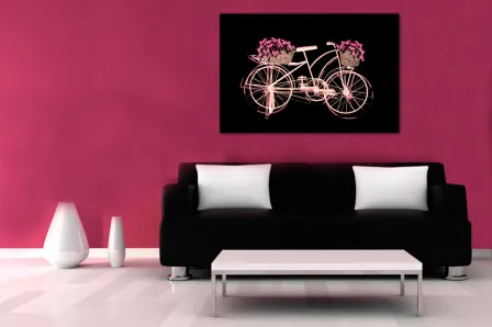 Quadro de bicicleta preto e rosa