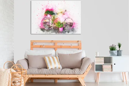 Quadro de bicicleta com flores