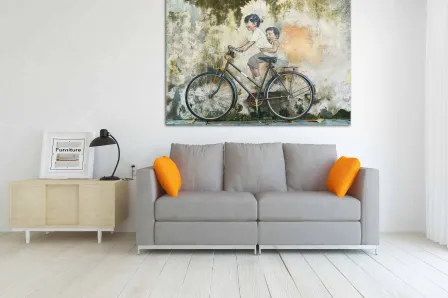 Pintura de bicicleta em mural