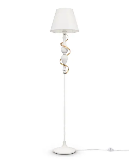 Candeeiro de Pé Intreccio Branco com Dourado