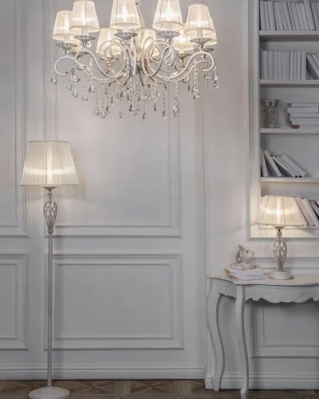 Candeeiro de Mesa Grace Branco com Dourado