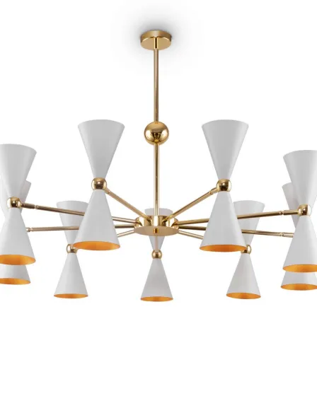 Candeeiro de Teto Vesper Branco com Dourado