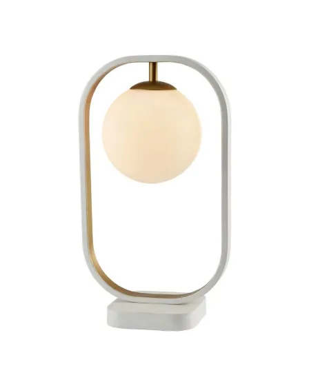 Candeeiro de Mesa Avola Branco com Dourado