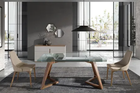 Mesa Extensível com Vidro Triangulo 
