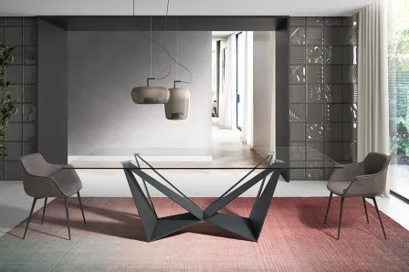 Mesa com Vidro Tri Negro